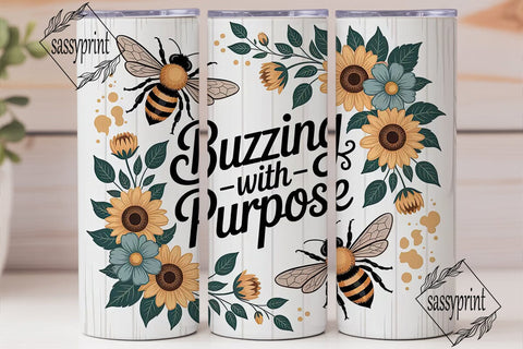 Buzzing With Purpose 20oz Tumbler Wrap Sublimation sassyprint 
