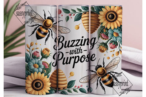 Buzzing With Purpose 20oz Tumbler Wrap Sublimation sassyprint 