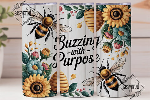 Buzzing With Purpose 20oz Tumbler Wrap Sublimation sassyprint 
