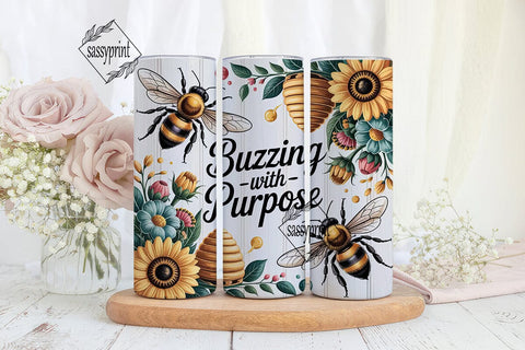 Buzzing With Purpose 20oz Tumbler Wrap Sublimation sassyprint 