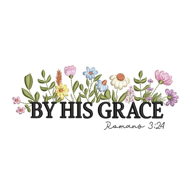 By His Grace Flower Machine Embroidery Design, 3 sizes, Instant Download Embroidery/Applique DESIGNS Nino Nadaraia 