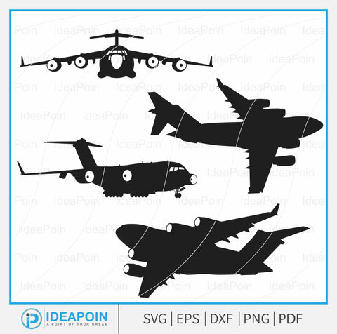 C-17 globemaster svg, C-17 Globemaster Silhouette, C-17 Globemaster Vector, C-17 Globemaster SVG, Military plane, Army plane Vector SVG Dinvect 