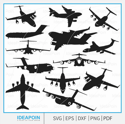 C-17 globemaster svg, C-17 Globemaster Silhouette, C-17 Globemaster Vector, C-17 Globemaster SVG, Military plane, Army plane Vector SVG Dinvect 