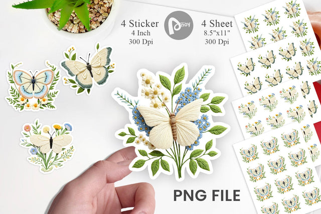 Cabbage White Butterfly Sticker Sublimation artnoy 