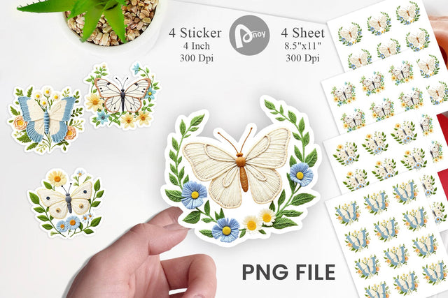 Cabbage White Butterfly Sticker Sublimation artnoy 