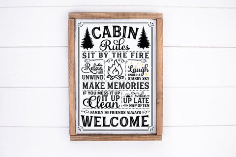Cabin Rules Rustic Sign SVG SVG Pickled Thistle Creative 