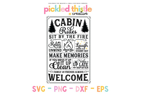Cabin Rules Rustic Sign SVG SVG Pickled Thistle Creative 