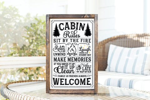 Cabin Rules Rustic Sign SVG SVG Pickled Thistle Creative 