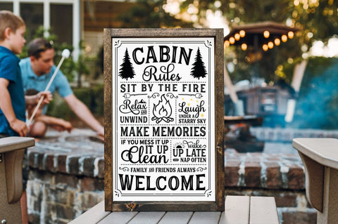 Cabin Rules Rustic Sign SVG SVG Pickled Thistle Creative 