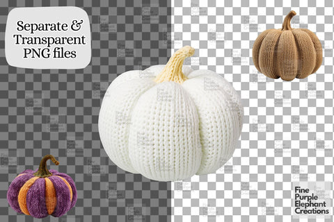 Cable Knit Pumpkins PNG Clipart Sublimation Fine Purple Elephant Creations 