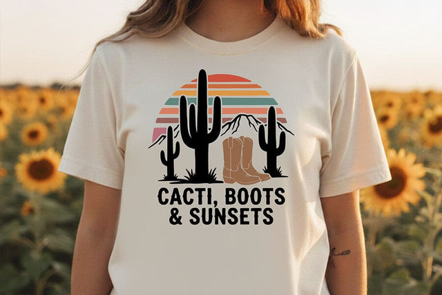 Cacti Boots Sunsets Svg, Western Cowgirl Svg, Desert Western Svg, Cowgirl Shirt Svg, Country Girl Cricut File, Rodeo Shirt Design SVG TiffsCraftyCreations 
