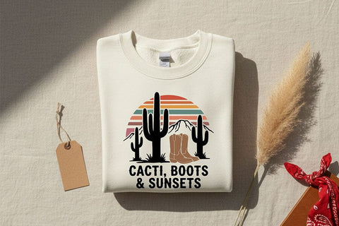 Cacti Boots Sunsets Svg, Western Cowgirl Svg, Desert Western Svg, Cowgirl Shirt Svg, Country Girl Cricut File, Rodeo Shirt Design SVG TiffsCraftyCreations 