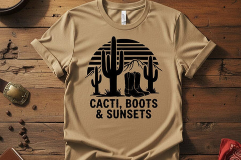 Cacti Boots Sunsets Svg, Western Cowgirl Svg, Desert Western Svg, Cowgirl Shirt Svg, Country Girl Cricut File, Rodeo Shirt Design SVG TiffsCraftyCreations 