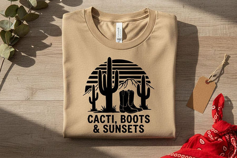 Cacti Boots Sunsets Svg, Western Cowgirl Svg, Desert Western Svg, Cowgirl Shirt Svg, Country Girl Cricut File, Rodeo Shirt Design SVG TiffsCraftyCreations 