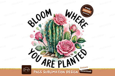 Cactus And Roses Watercolor Sublimation Png Sublimation Designangry 