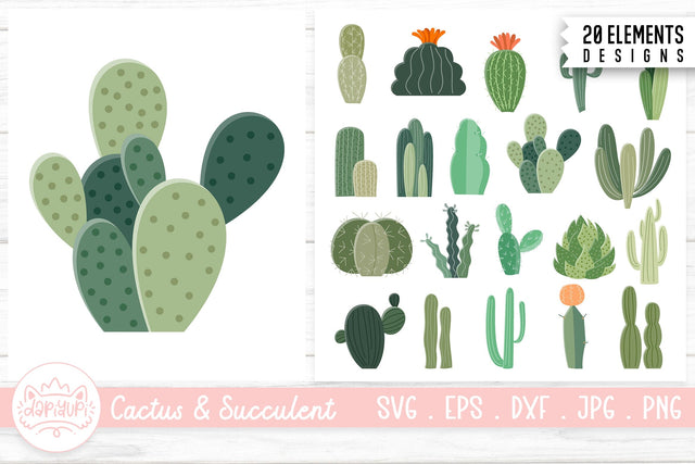 Cactus And Succulent Clipart Bundle SVG dapiyupi store 