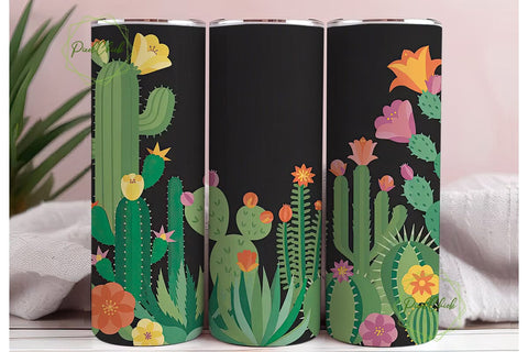 Cactus Bloom 20oz Tumbler Wrap Sublimation PixelChick 
