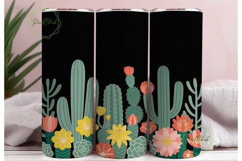 Cactus Bloom 20oz Tumbler Wrap Sublimation PixelChick 