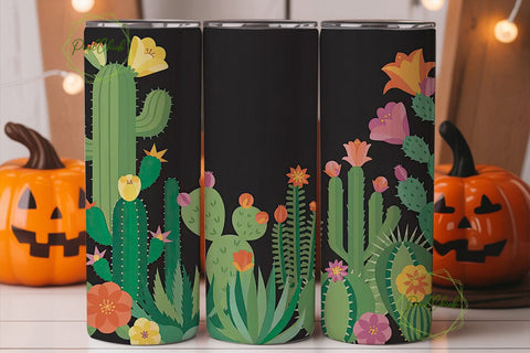 Cactus Bloom 20oz Tumbler Wrap Sublimation PixelChick 