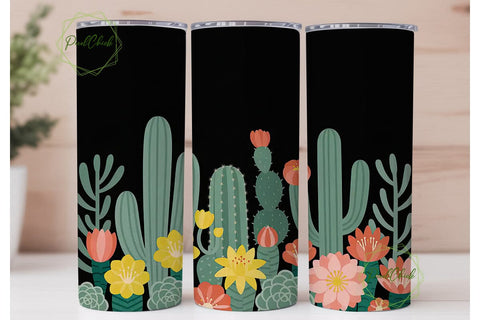 Cactus Bloom 20oz Tumbler Wrap Sublimation PixelChick 