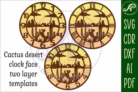 Cactus desert clock wall clock laser cut files, SVG SVG APInspireddesigns 