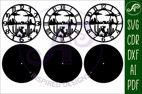 Cactus desert clock wall clock laser cut files, SVG SVG APInspireddesigns 