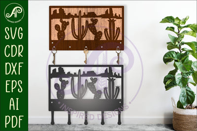 Cactus desert Key holder designs for wood and metal cutting SVG APInspireddesigns 