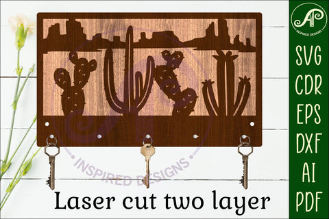 Cactus desert Key holder designs for wood and metal cutting SVG APInspireddesigns 