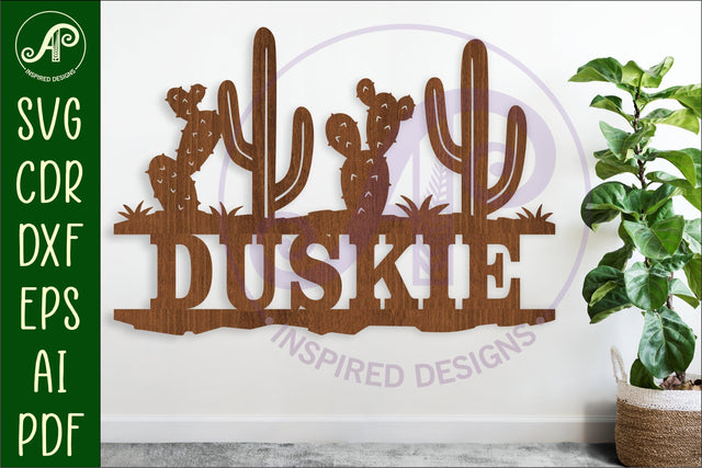 Cactus Desert Name sign svg laser cut template SVG APInspireddesigns 