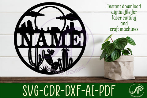 Cactus desert name wall art sign, SVG file SVG APInspireddesigns 