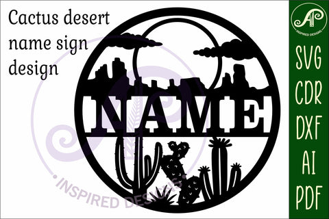 Cactus desert name wall art sign, SVG file SVG APInspireddesigns 