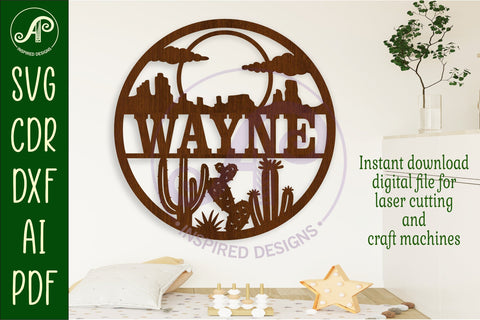 Cactus desert name wall art sign, SVG file SVG APInspireddesigns 
