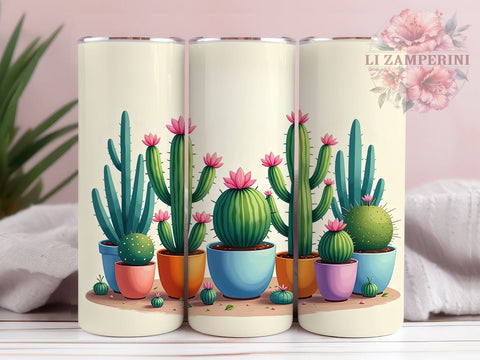 Cactus Design, Watercolor Tumbler, Seamless Pattern, 20oz Tumbler, Desert Theme, Sublimation PNG, Digital Download Sublimation Li Zamperini 