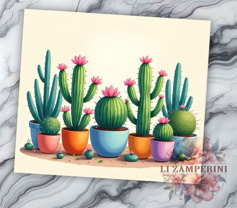 Cactus Design, Watercolor Tumbler, Seamless Pattern, 20oz Tumbler, Desert Theme, Sublimation PNG, Digital Download Sublimation Li Zamperini 