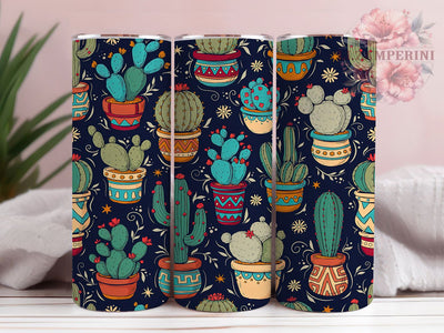Cactus Floral Fiesta Boho 20oz Tumbler, Southwestern Fiesta, Succulent Design, Boho Cactus, Fiesta Theme, Skinny Tumbler, Sublimation PNG Sublimation Li Zamperini 
