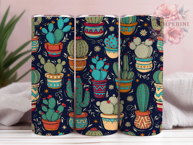 Cactus Floral Fiesta Boho 20oz Tumbler, Southwestern Fiesta, Succulent Design, Boho Cactus, Fiesta Theme, Skinny Tumbler, Sublimation PNG Sublimation Li Zamperini 