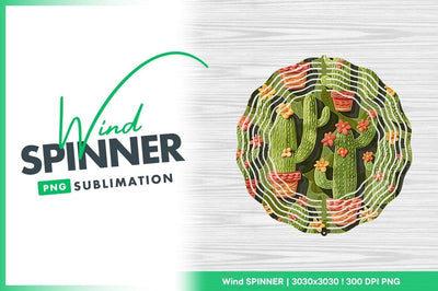 Cactus floral pattern wind spinner round png Sublimation Regulrcrative 
