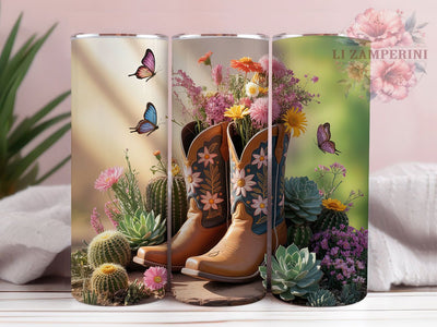 Cactus Flower Cowgirl Tumbler, Cactus Flower Tumbler, Western 20oz Wrap, Sublimation Design, Stylish Gift Idea, Rustic Cowgirl Wrap, Succulent Flower Tumbler Sublimation Li Zamperini 