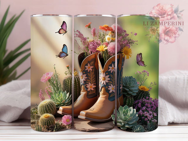 Cactus Flower Cowgirl Tumbler, Cactus Flower Tumbler, Western 20oz Wrap, Sublimation Design, Stylish Gift Idea, Rustic Cowgirl Wrap, Succulent Flower Tumbler Sublimation Li Zamperini 