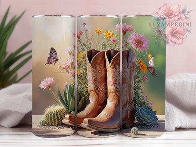Cactus Flower Cowgirl Tumbler, Cactus Flower Tumbler, Western 20oz Wrap, Sublimation Design, Stylish Gift Idea, Rustic Cowgirl Wrap, Succulent Flower Tumbler Sublimation Li Zamperini 
