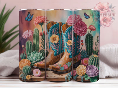 Cactus Flower Cowgirl Tumbler, Cactus Flower Tumbler, Western 20oz Wrap, Sublimation Design, Stylish Gift Idea, Rustic Cowgirl Wrap, Succulent Flower Tumbler Sublimation Li Zamperini 