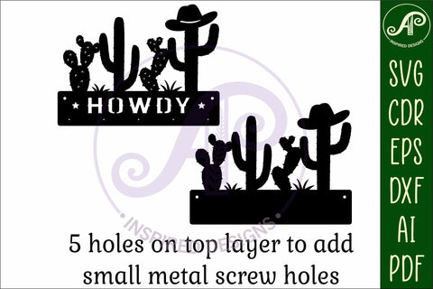 Cactus howdy Key holders for metal and laser cutting SVG APInspireddesigns 