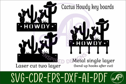 Cactus howdy Key holders for metal and laser cutting SVG APInspireddesigns 