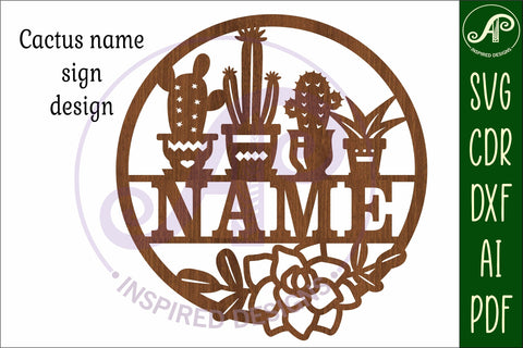 Cactus lovers name sign, laser cut wall sign SVG APInspireddesigns 