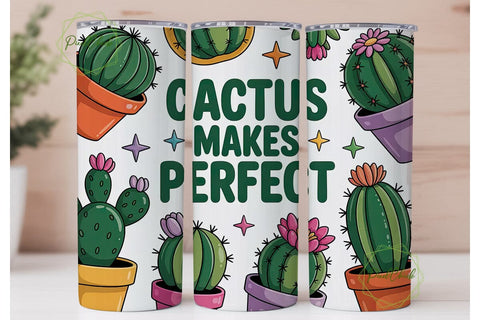 Cactus Makes Perfect 20oz Tumbler Wrap Sublimation PixelChick 