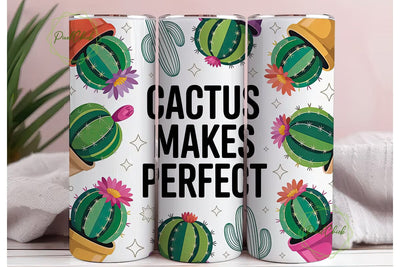 Cactus Makes Perfect 20oz Tumbler Wrap Sublimation PixelChick 