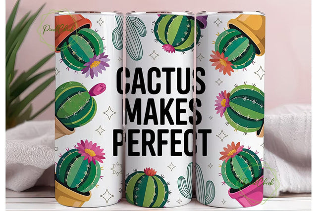 Cactus Makes Perfect 20oz Tumbler Wrap Sublimation PixelChick 