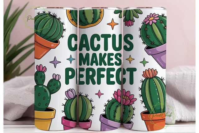 Cactus Makes Perfect 20oz Tumbler Wrap Sublimation PixelChick 