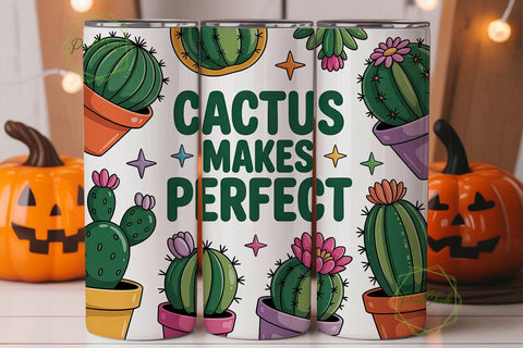 Cactus Makes Perfect 20oz Tumbler Wrap Sublimation PixelChick 