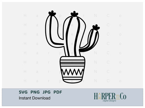Cactus Outline 3 SVG PNG Cut EPS File SVG HarperNCo 
